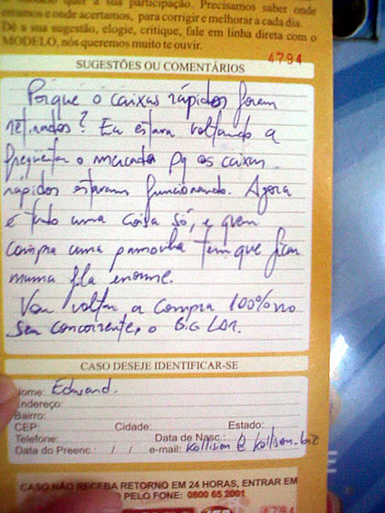 Supermercado Modelo - Reclamação 2012 01
